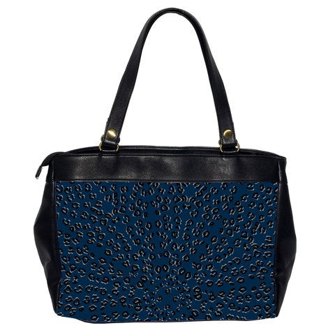 navy cheetah Oversize Office Handbag (2 Sides)