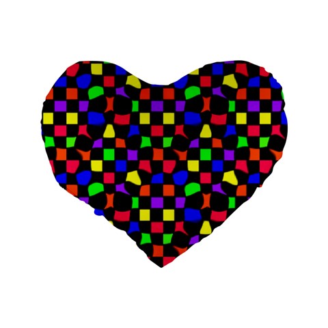 rainbow wonky checkers Standard 16" Premium Flano Heart Shape Cushion