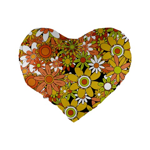 Classic Boho Flowers Standard 16" Premium Flano Heart Shape Cushion