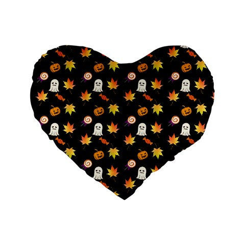 Jack-O Sweet Leaf 16" Premium Flano Heart Shape Cushion