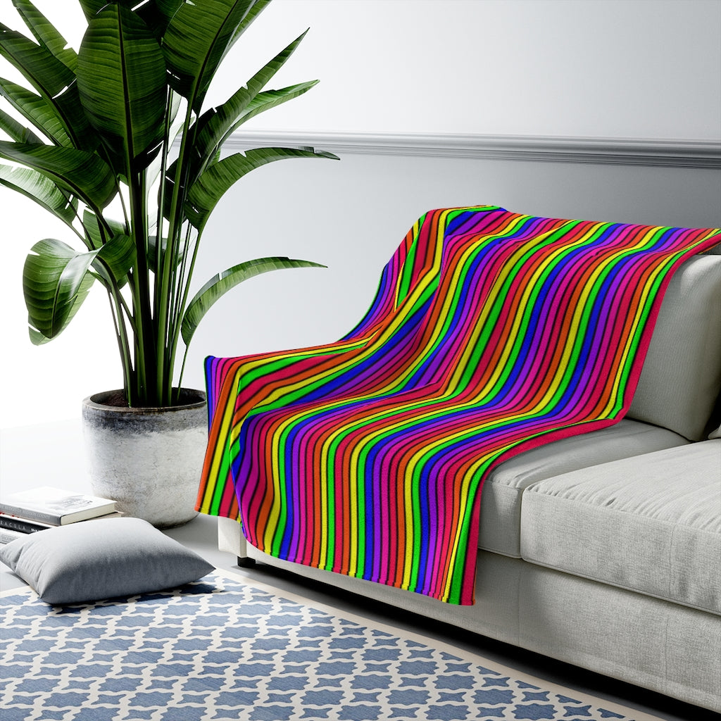rainbow stripes Velveteen Plush Blanket