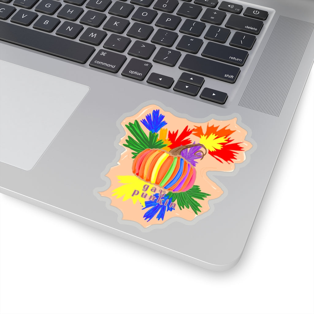gay flag pumpkin Kiss-Cut Stickers