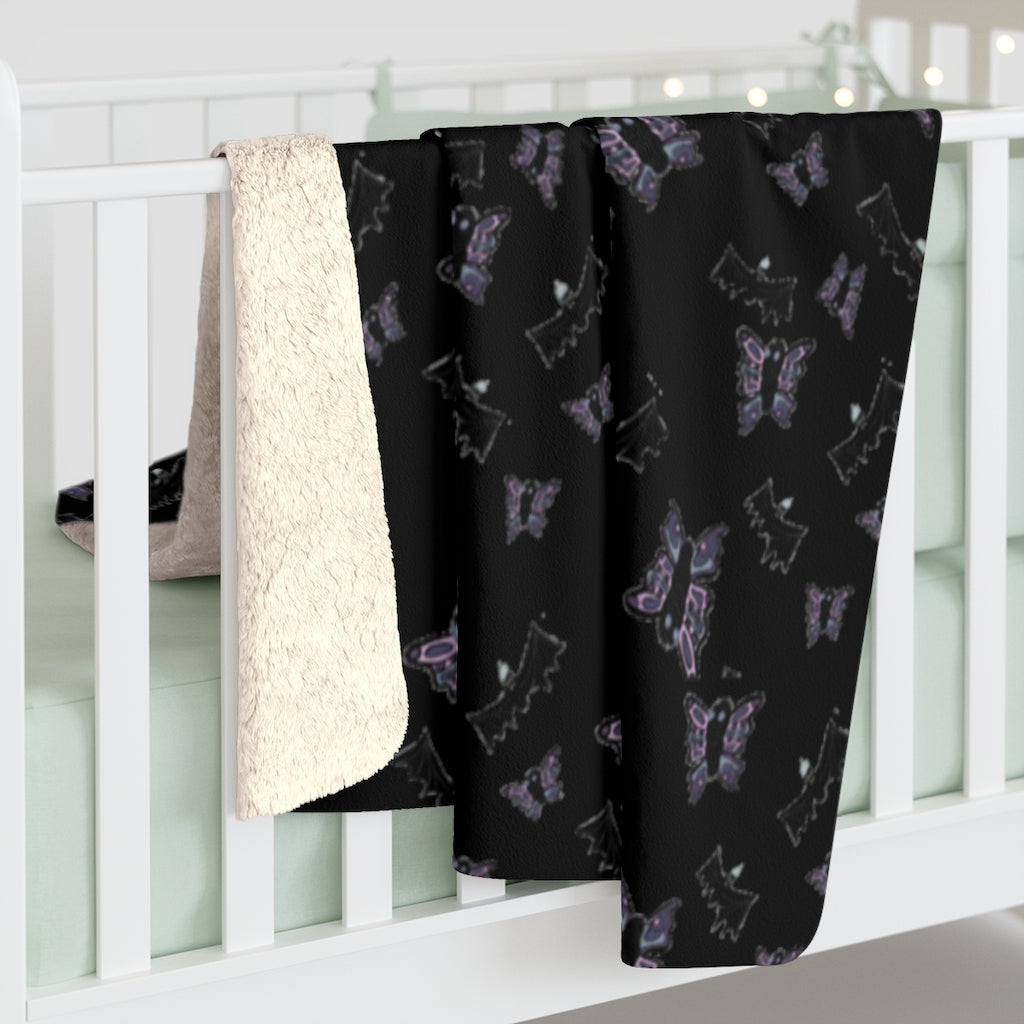 butterflies and bats Sherpa Fleece Blanket