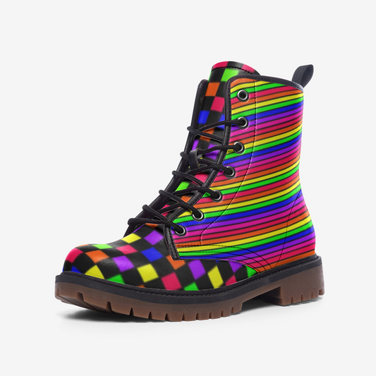 clown rainbow stripe shell Casual Leather Lightweight boots MT