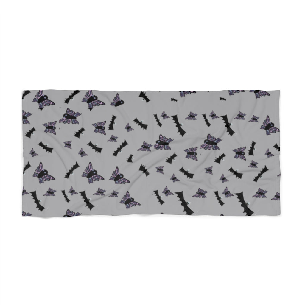 butterflies and bats grey Beach Towel