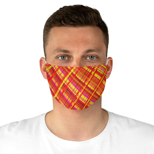 Orange Plaid Fabric Face Mask