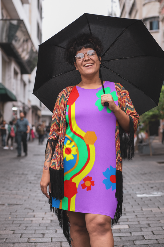 Rainbow Road Short Sleeve Mini Dress