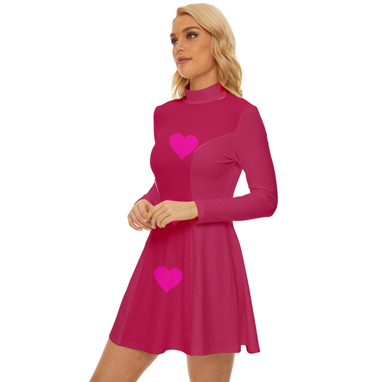 Mod Hearts Red Velour Longline Dress