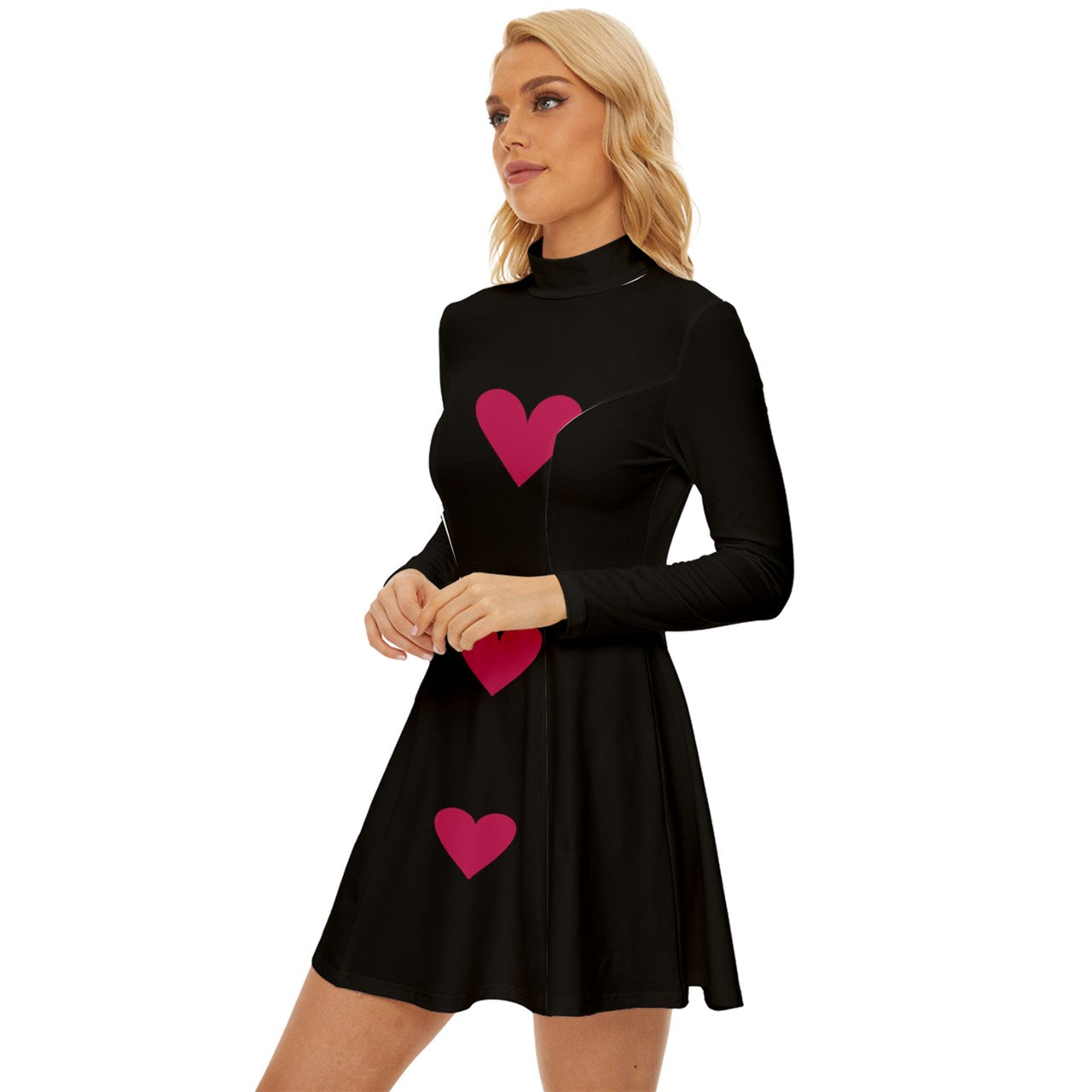Mod Hearts Black Velour Longline Dress