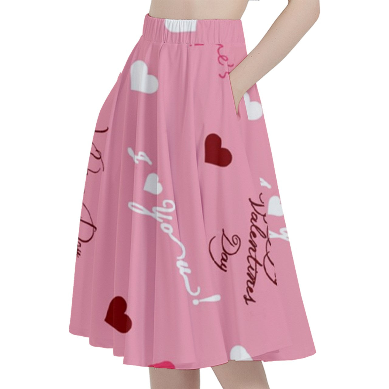 Sweet Valentine Midi Skirt With Pocket