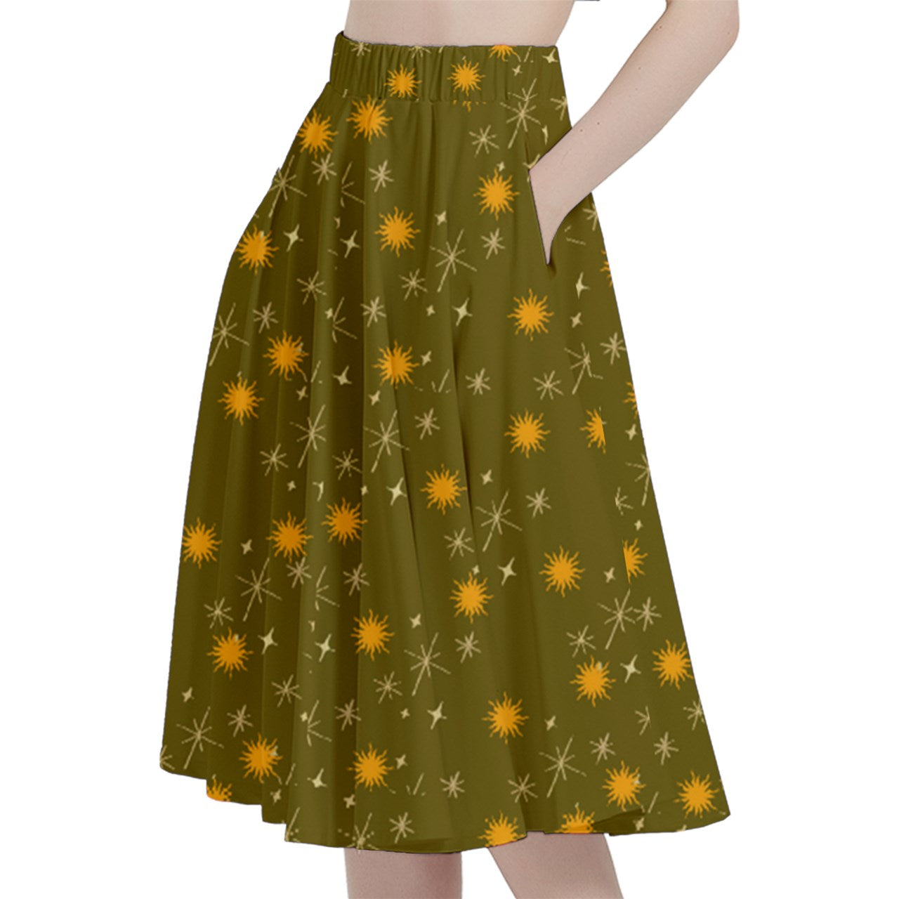 Green Whimsy Midi Skirt With Pocket