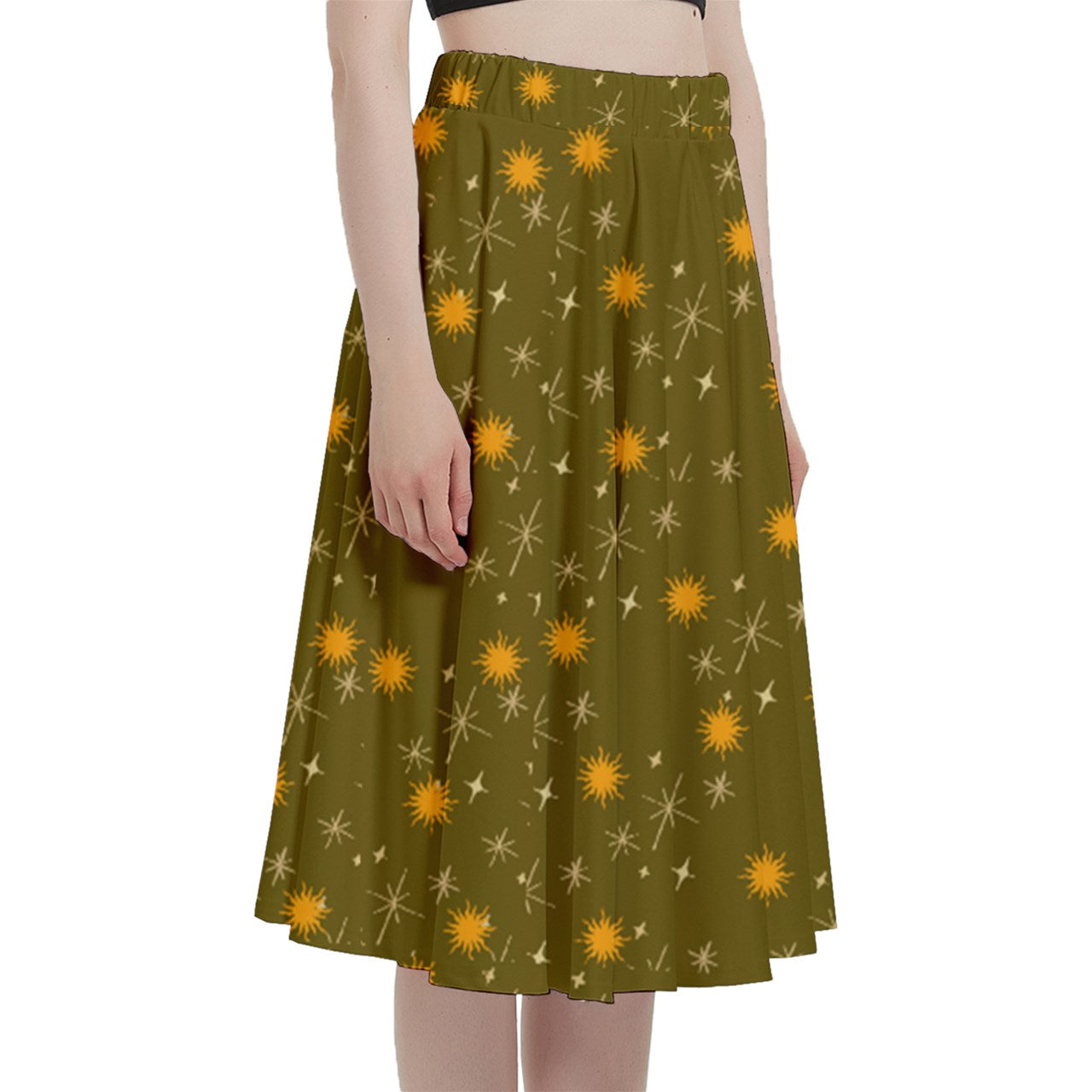 Green Whimsy Midi Skirt With Pocket