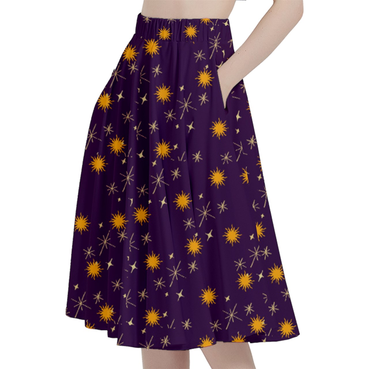 Purple Whimsy Midi Skirt With Pocket
