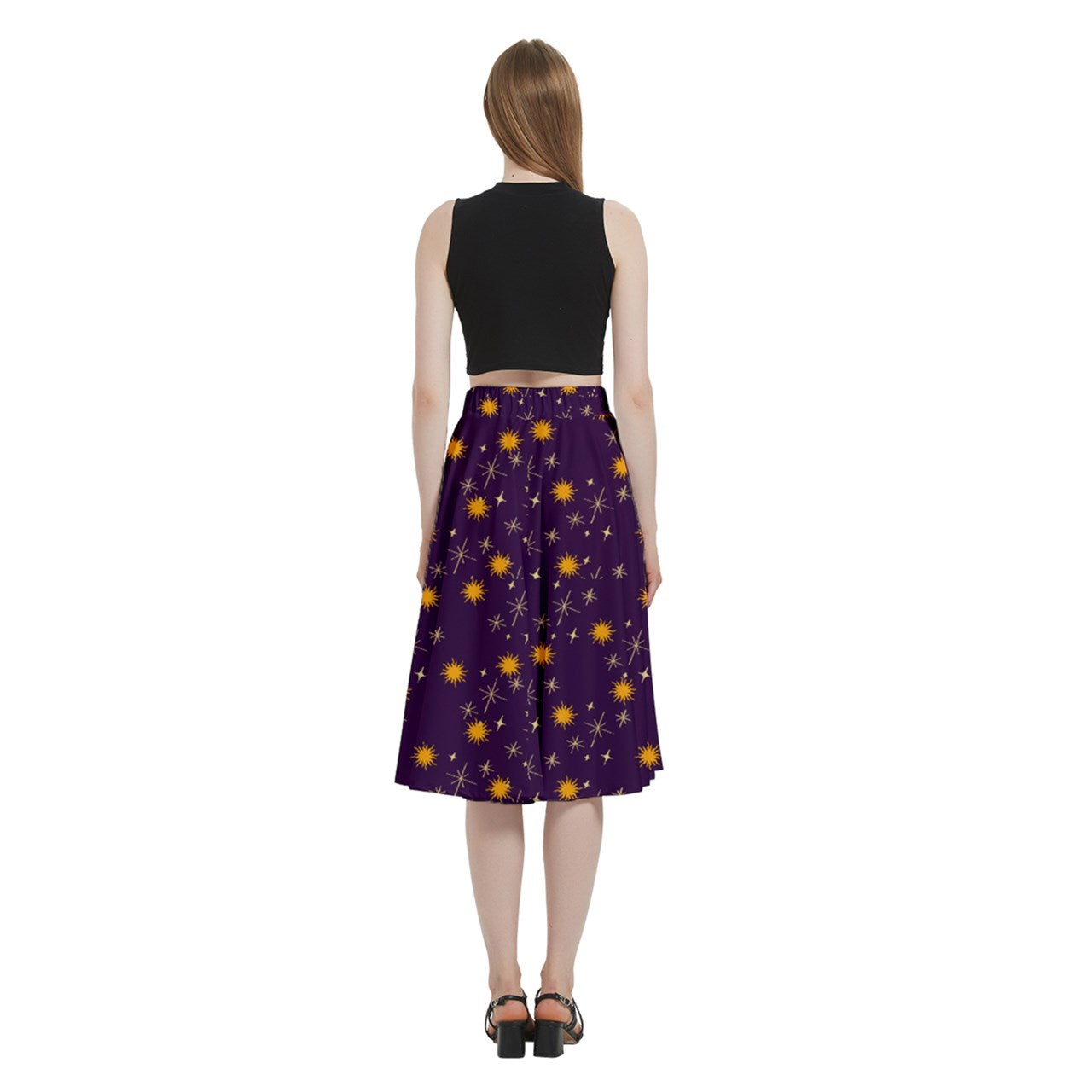 Purple Whimsy Midi Skirt With Pocket