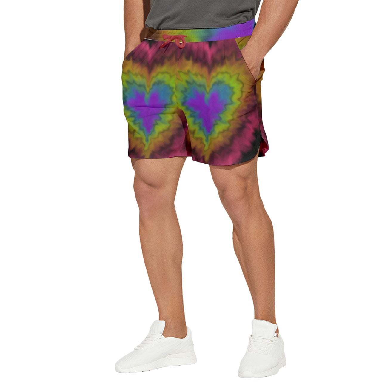 Rainbow Tie Dye Heart Runner Shorts