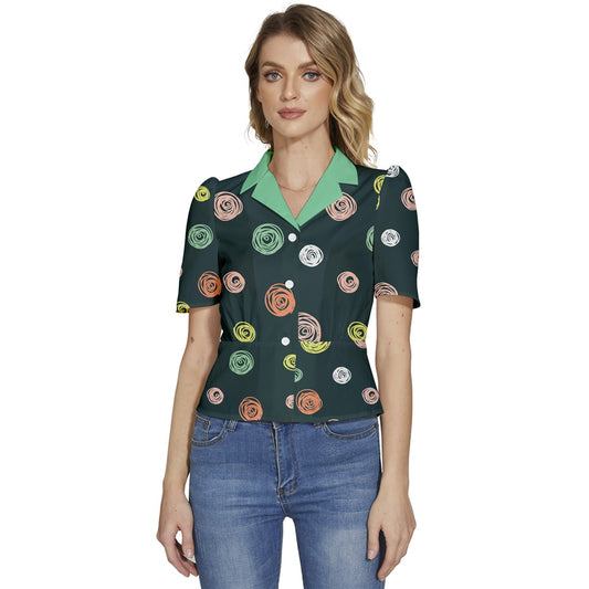 Mint Milk Puffed Short Sleeve Button Up Jacket