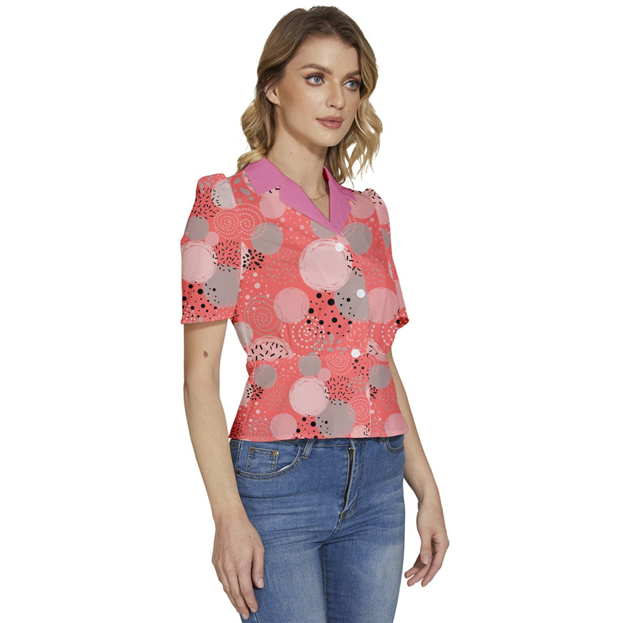 Miami Puffed Short Sleeve Button Up Jacket