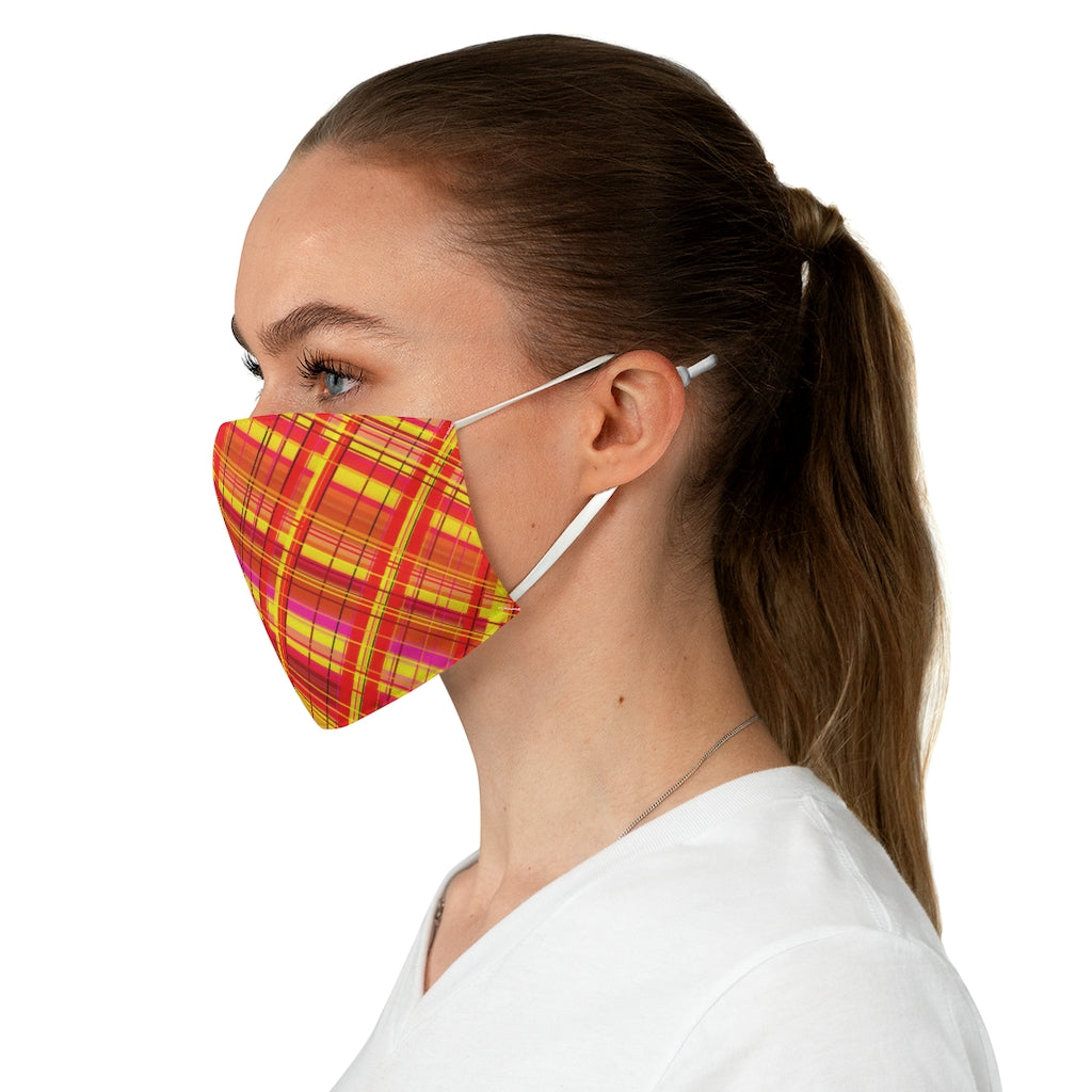 Orange Plaid Fabric Face Mask