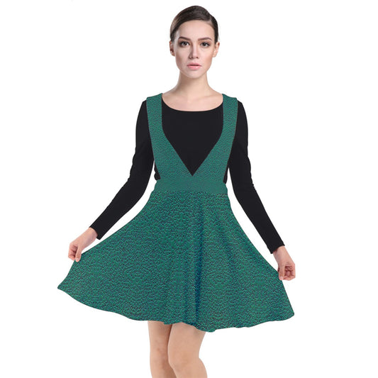 green cheeta Plunge Pinafore Dress