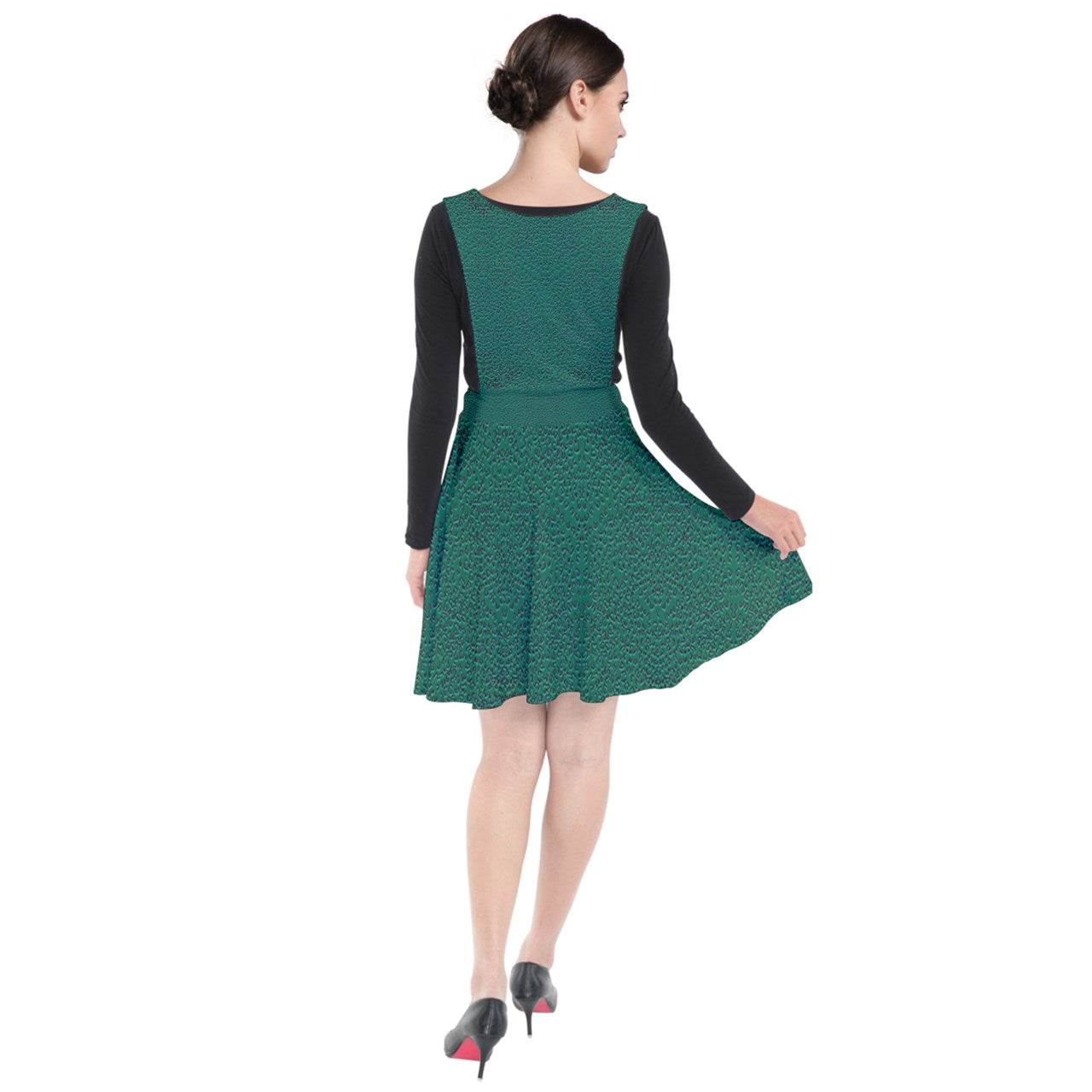 green cheeta Plunge Pinafore Dress