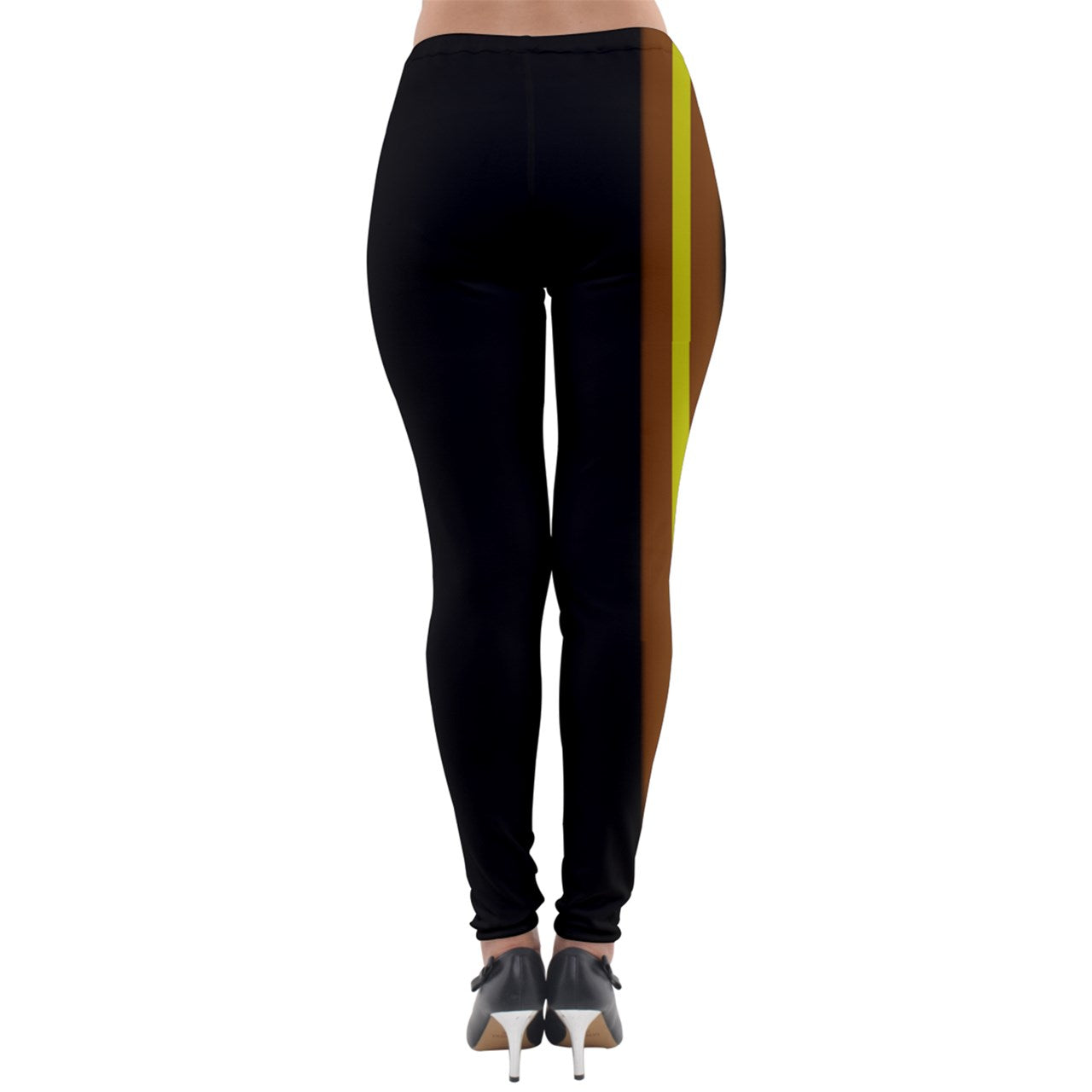 Black brown yellow stripe Lightweight Velour Leggings