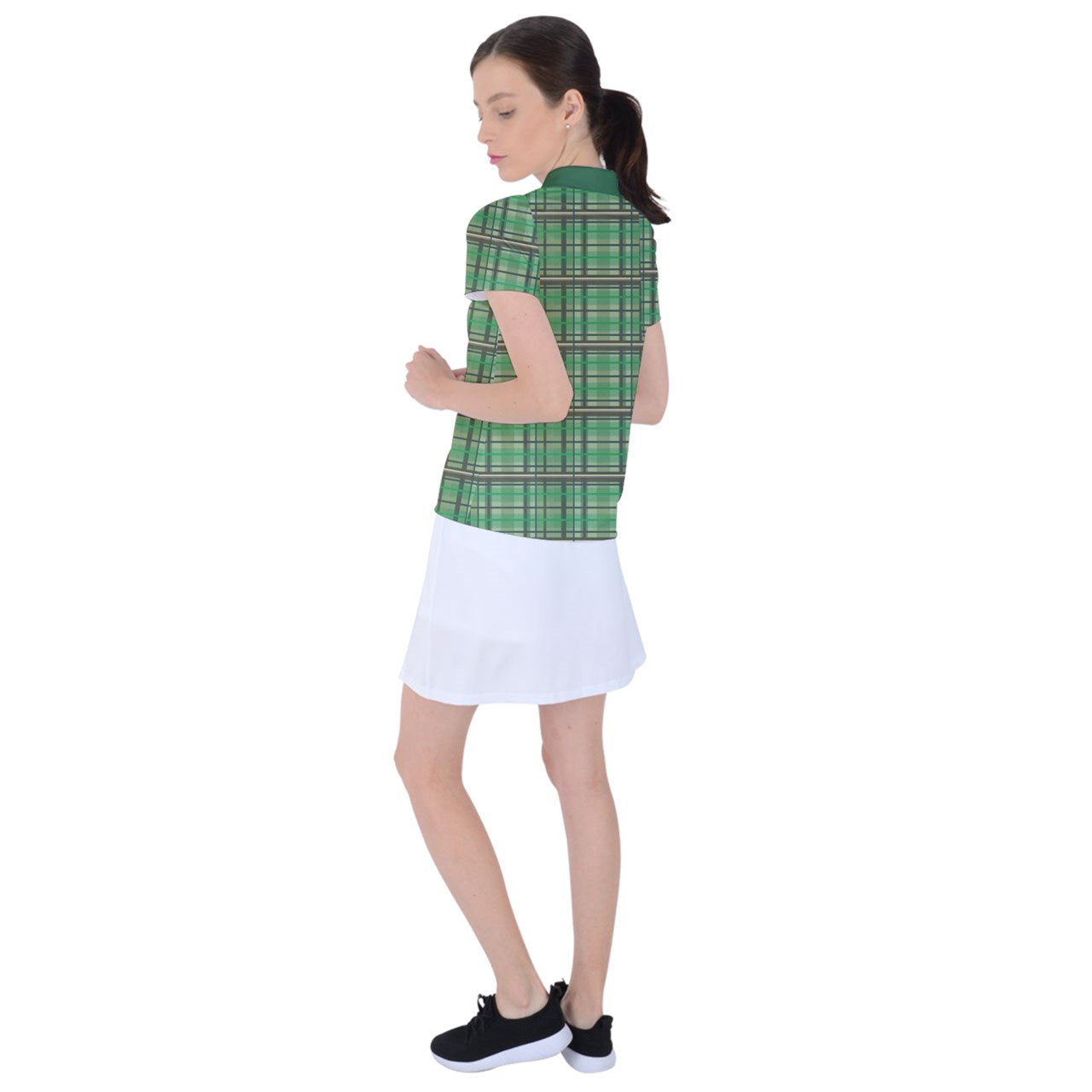 green academia Green Striped Polo Tee