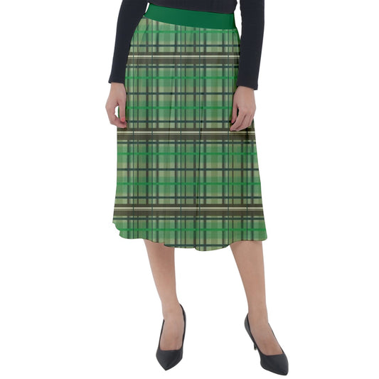 green academia Velour Midi Skirt