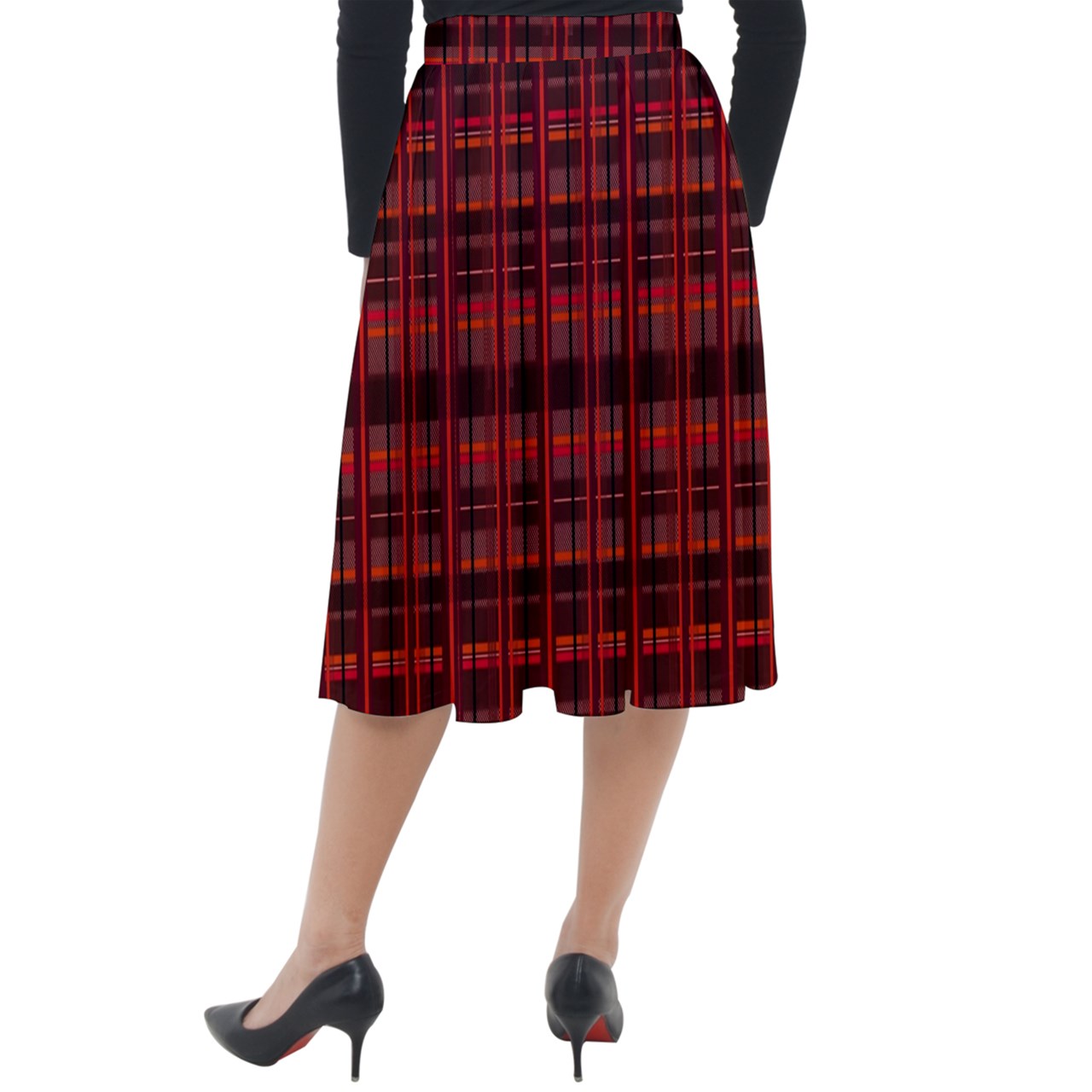 red academia Velour Midi Skirt