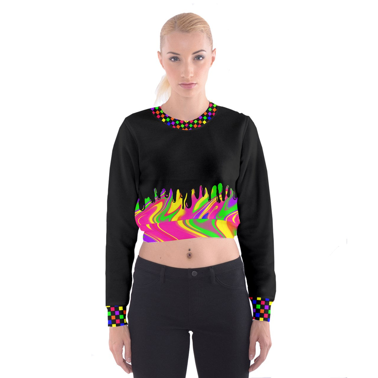 rainbow drip Cropped Sweatshirt