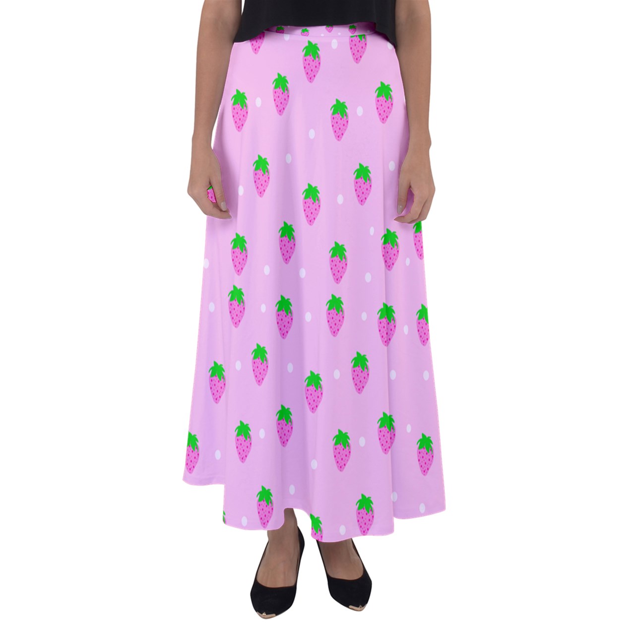 strawberrie's pink Flared Maxi Skirt
