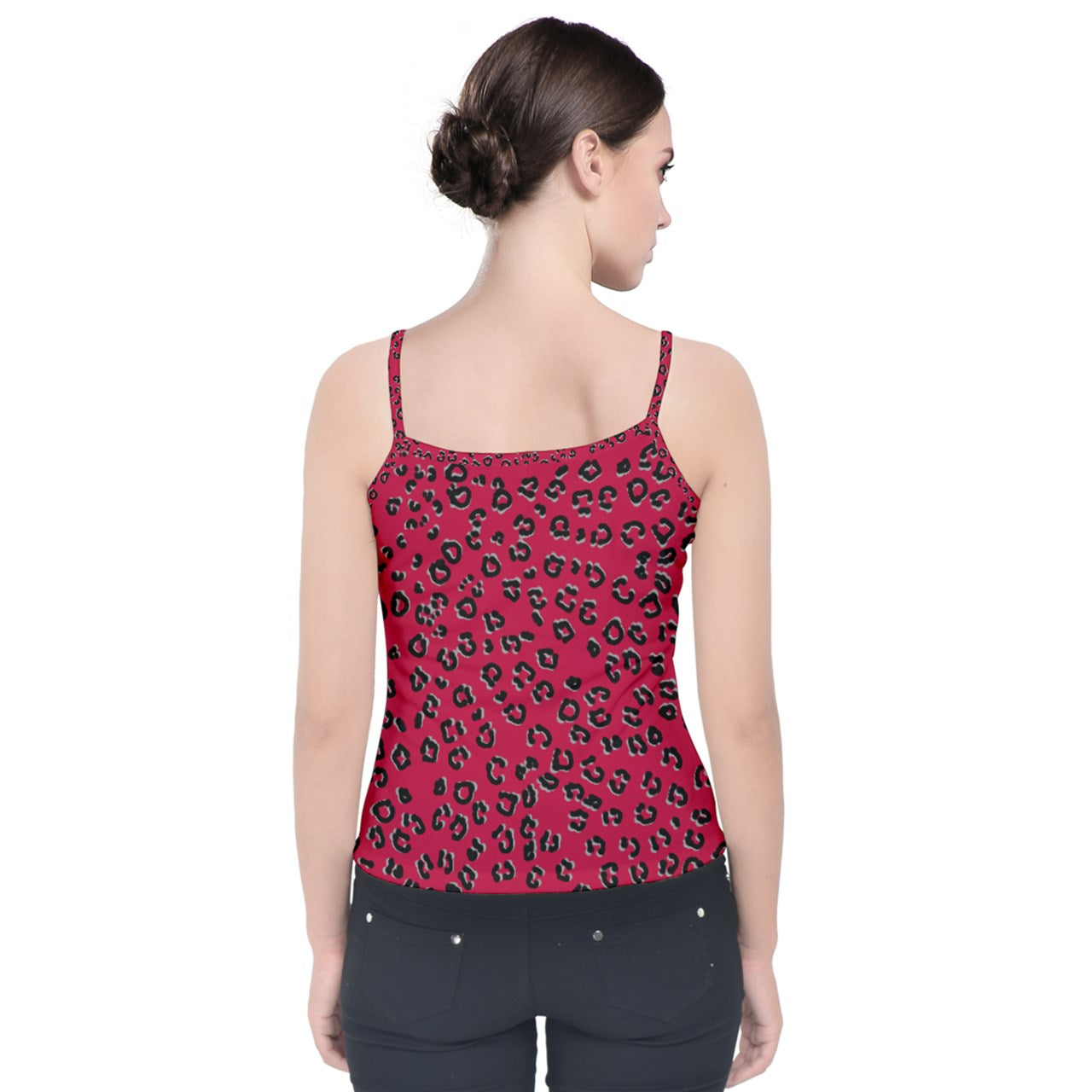 Red Cheetah Velvet Spaghetti Strap Top