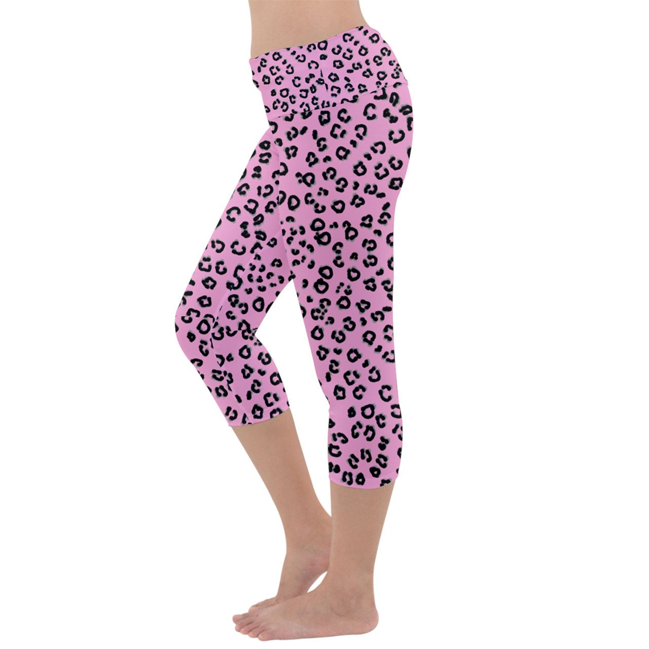 pink cheetah Capri Yoga Leggings