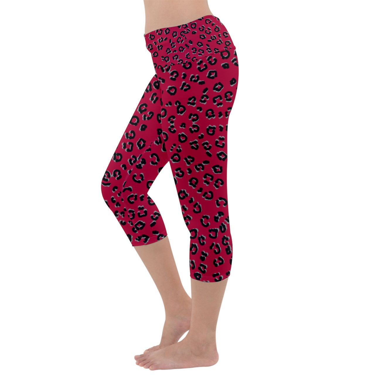 Red Cheetah Capri Yoga Leggings