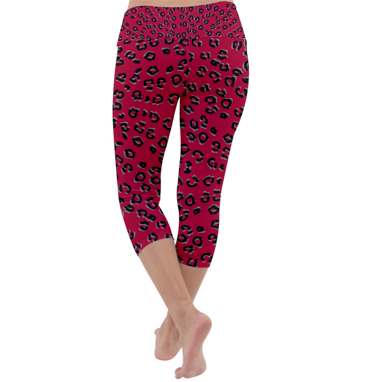 Red Cheetah Capri Yoga Leggings