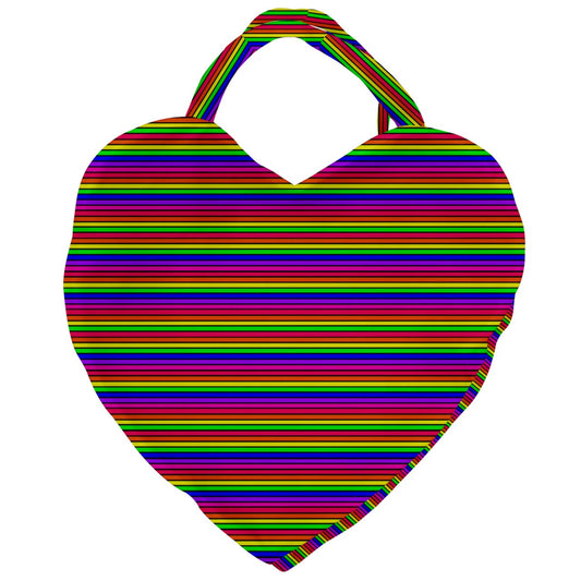 rainbow stripe Giant Heart Shaped Tote