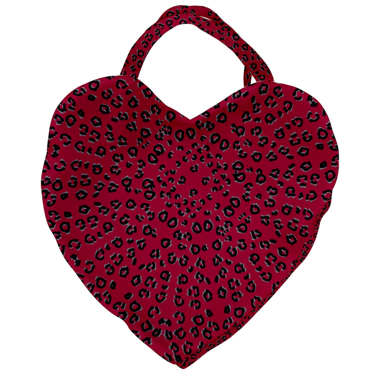 Red Cheeta Giant Heart Shaped Tote