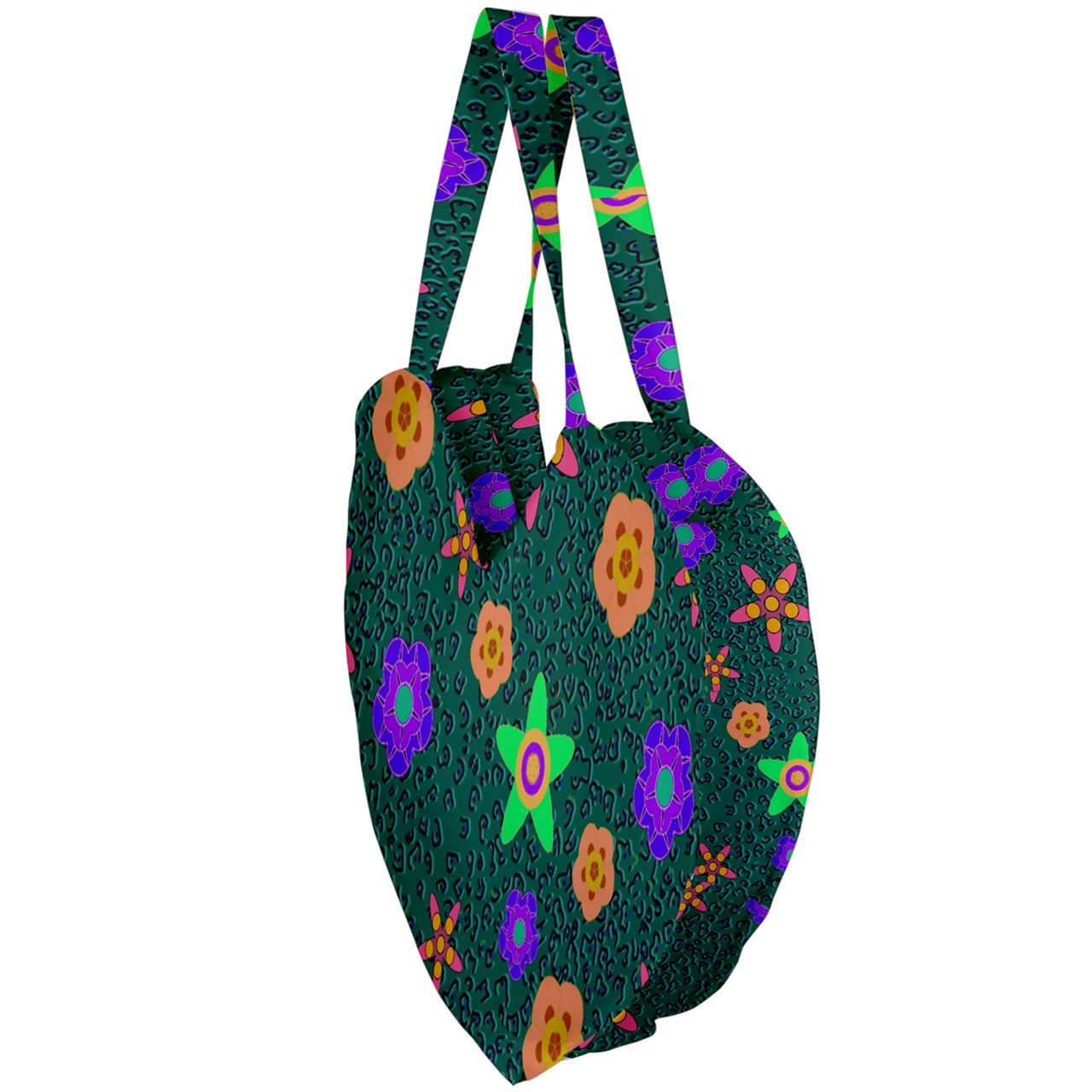 cheeta floral Giant Heart Shaped Tote