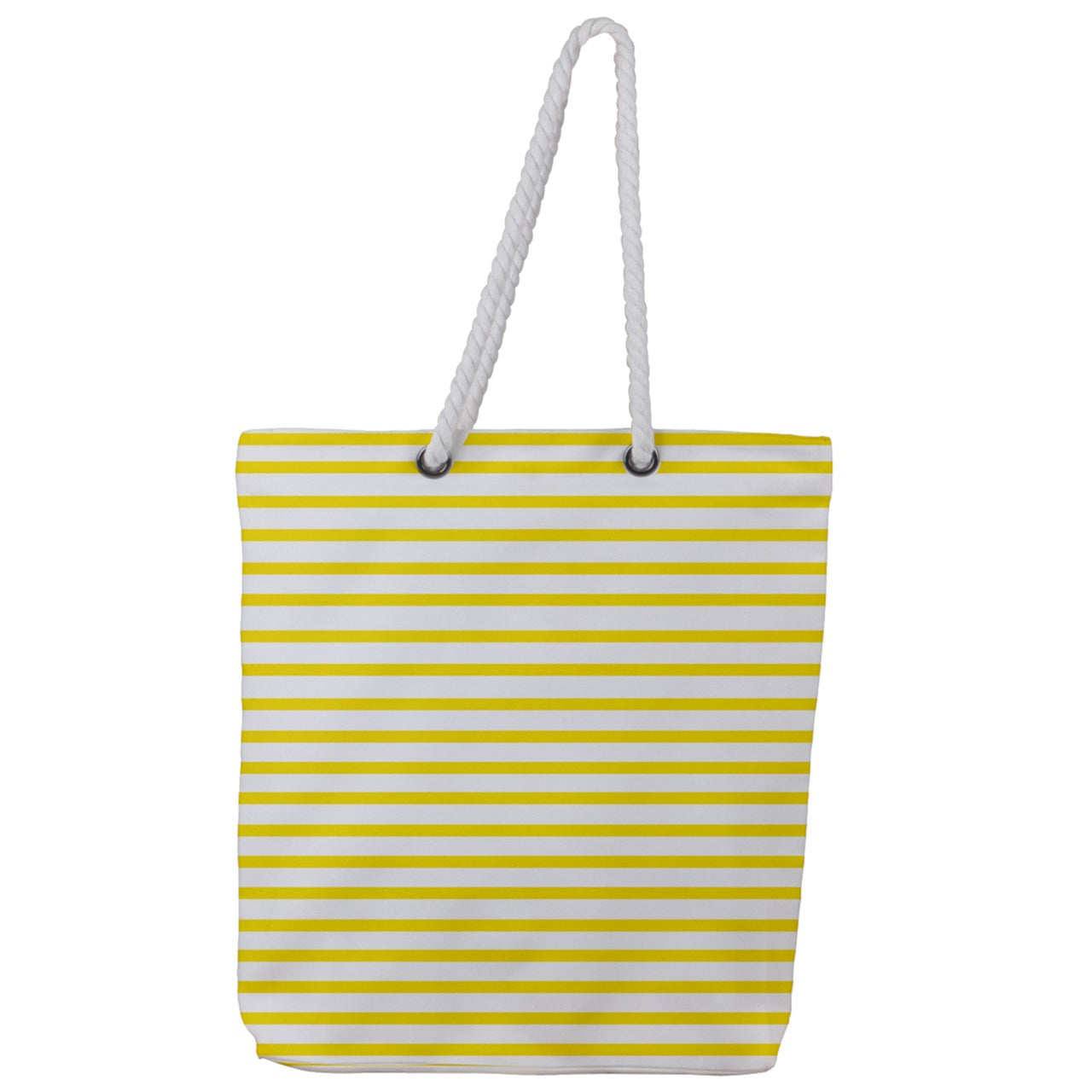 yellow beach stripe Full Print Rope Handle Tote (Large)