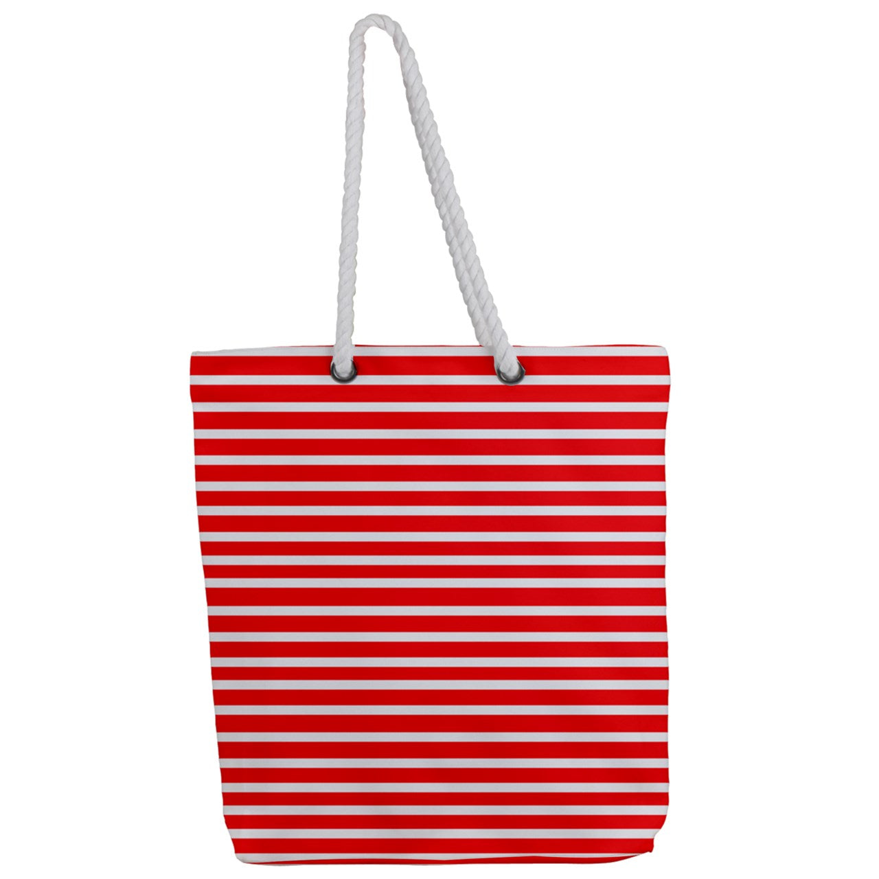 red beach stripe Full Print Rope Handle Tote (Large)