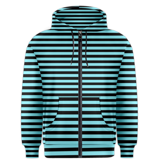 baby blue stripe Zipper Hoodie
