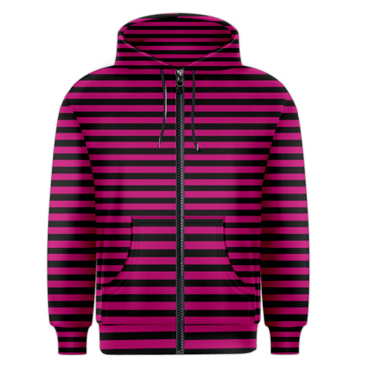 sweet magenta stripe Zipper Hoodie