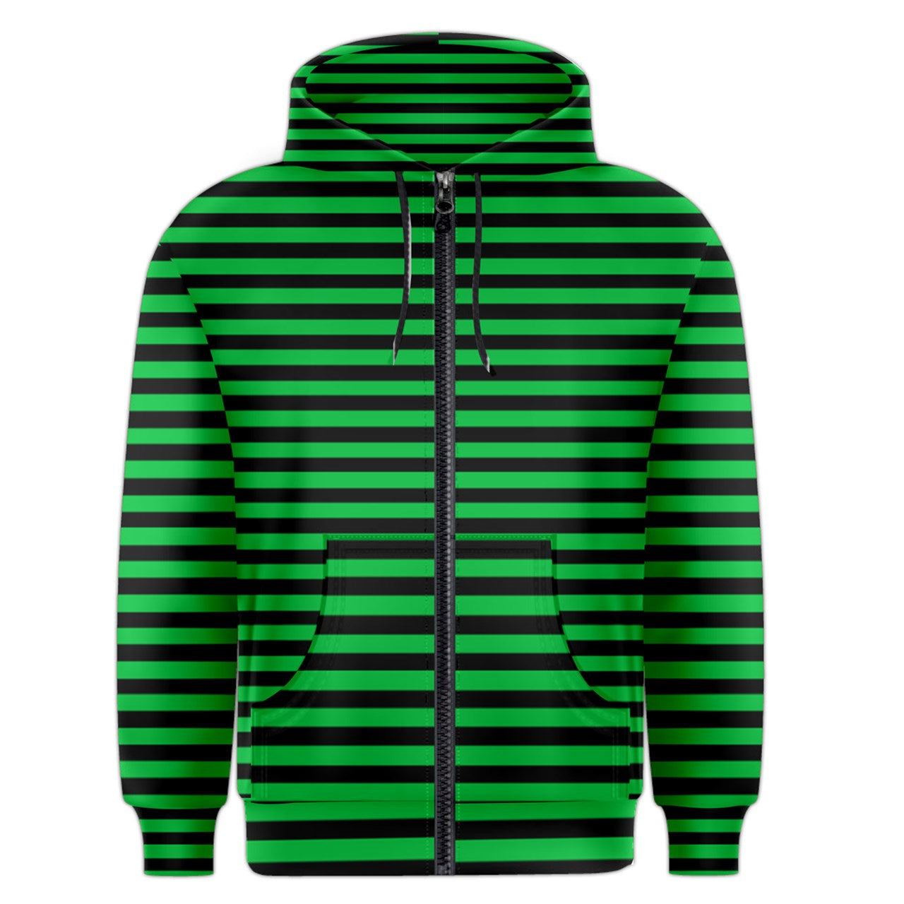 goblin green stripe Zipper Hoodie