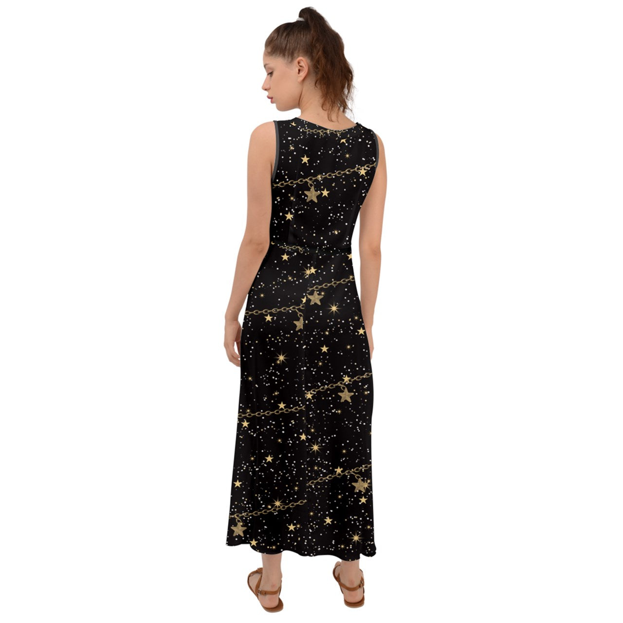 chain of stars V-Neck Maxi Dress