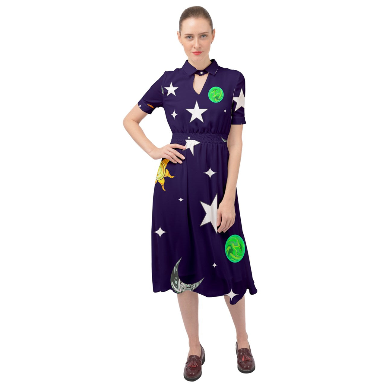 Sapphic Science teachers - Lost In Space Keyhole Neckline Dress