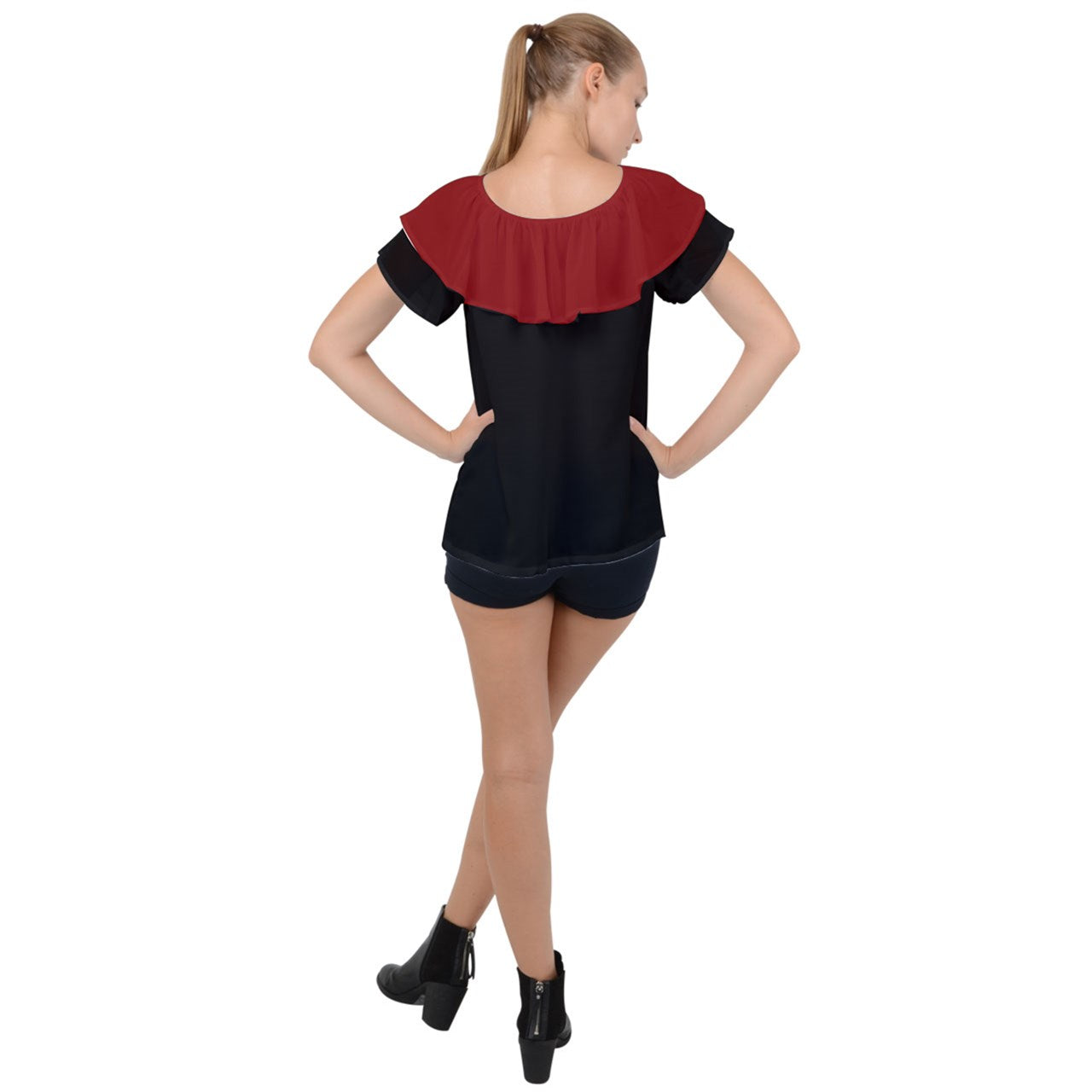 Apple Collar Ruffle Chiffon Blouse