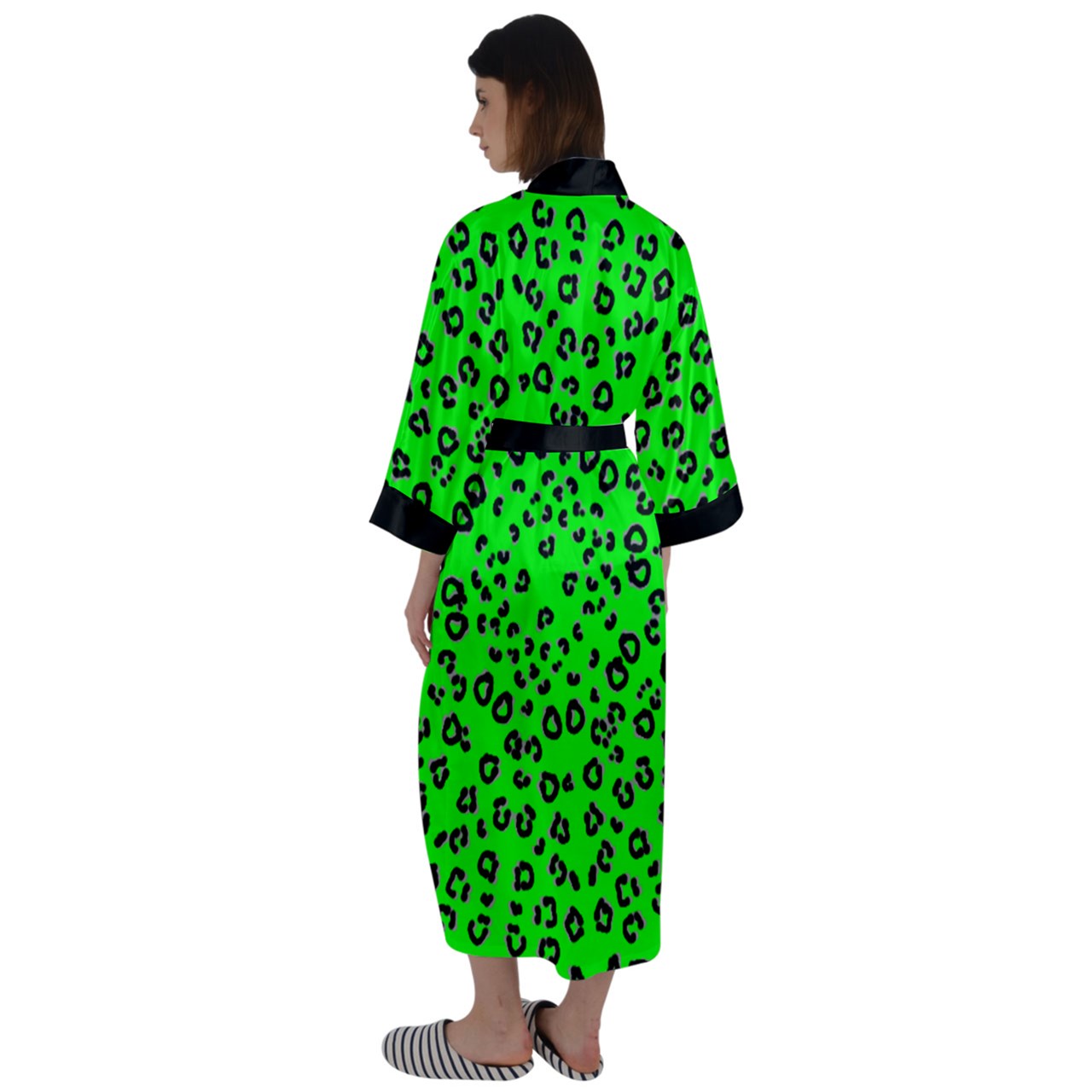 neon green cheetah Satin Robe