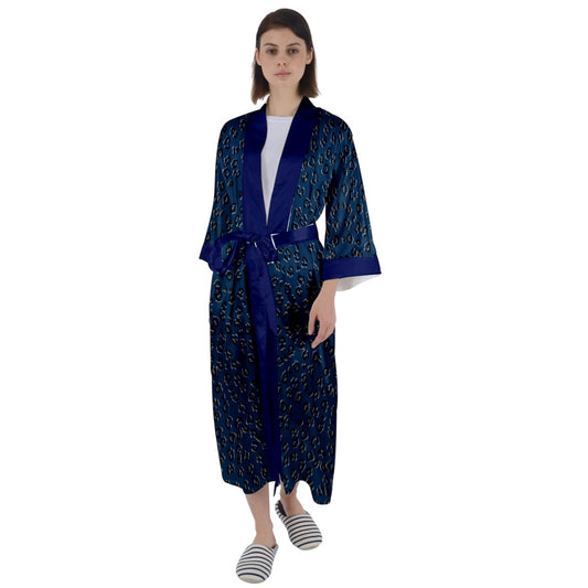 navy cheetah Satin Robe