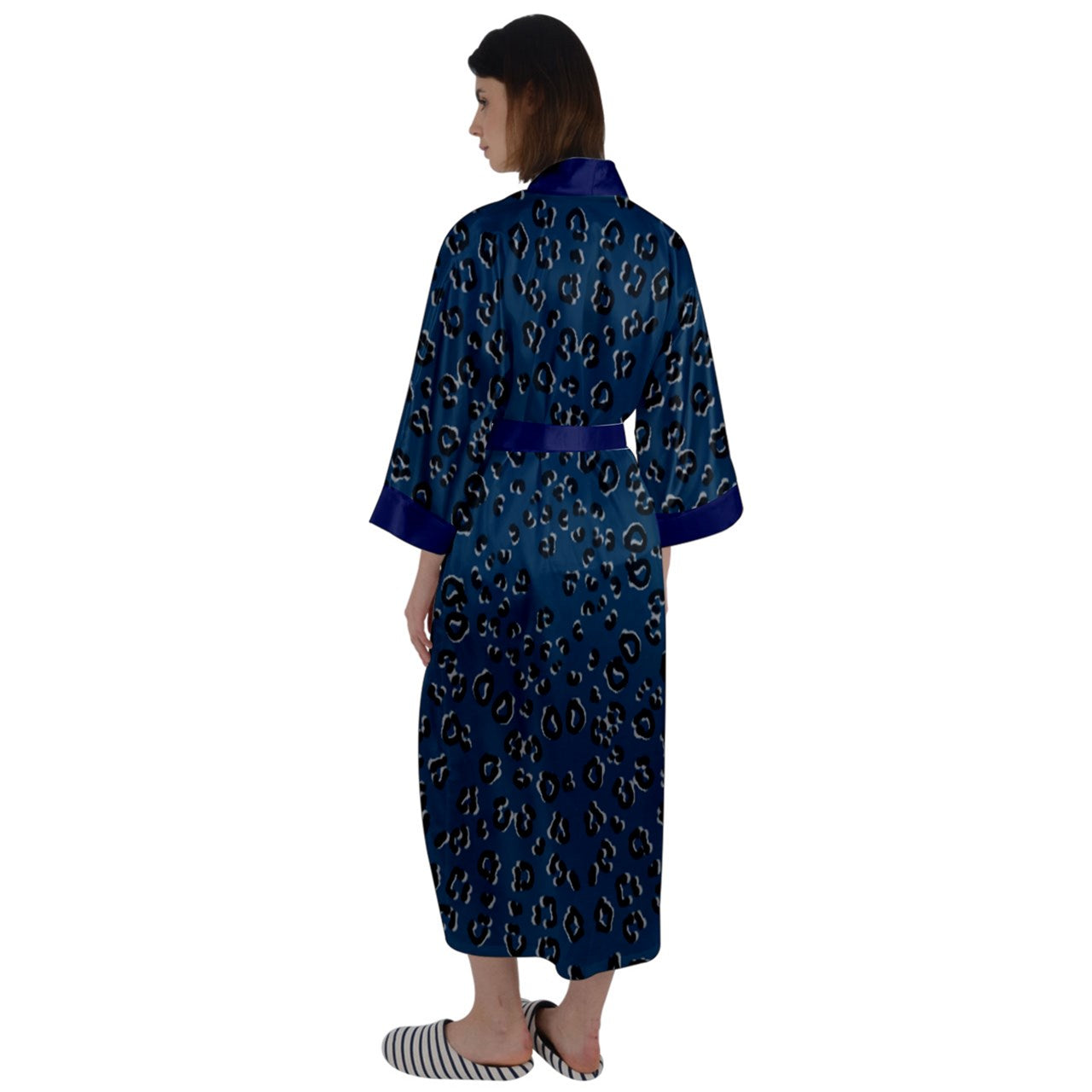 navy cheetah Satin Robe