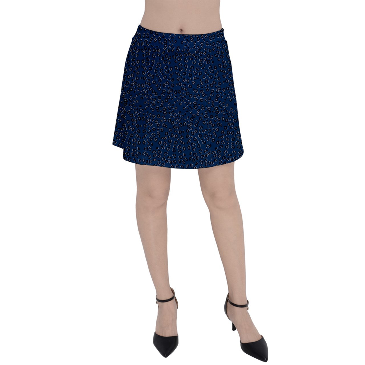 navy cheetah Panel Skirt