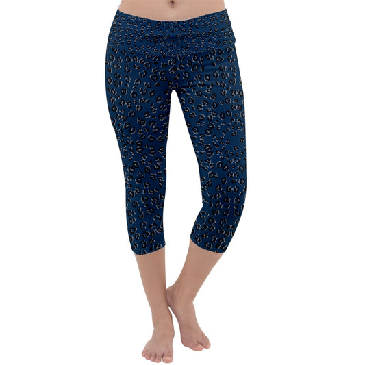 navy cheetah Capri Yoga Leggings